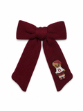 Bandeau Teddy Knits Medium Bow Clip - Burgundy