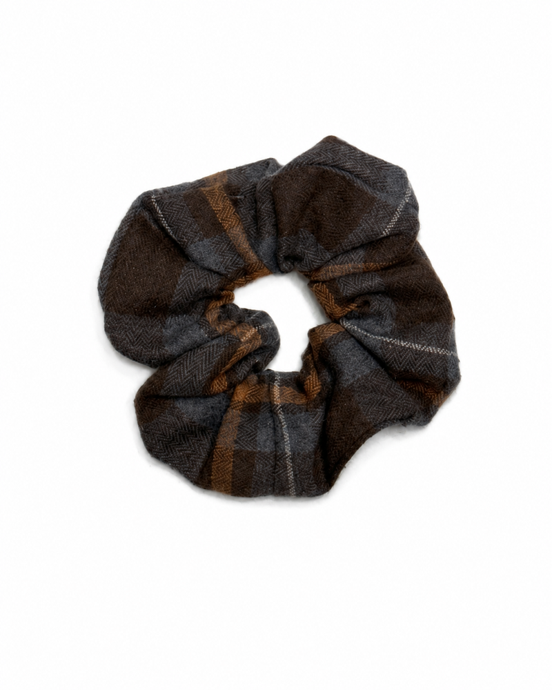 Plaids Scrunchie - Gray/ Brown