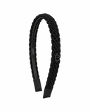 Textured Woolen Braid Thin Flat Headband - Black