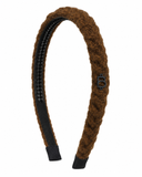 Fuzzy Braided Rope Thin Headband - Brown