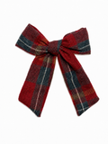 Plaids Medium Bow Clip - Red