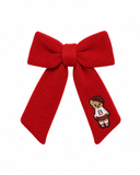 Bandeau Teddy Knits Medium Bow Clip - Red