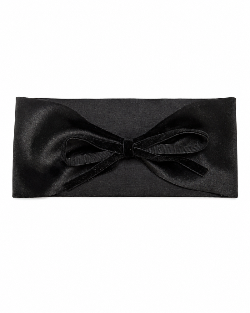 Velvet Ribbon Bows Ribbon Bow Baby Band - Black - Medium (6-12M)