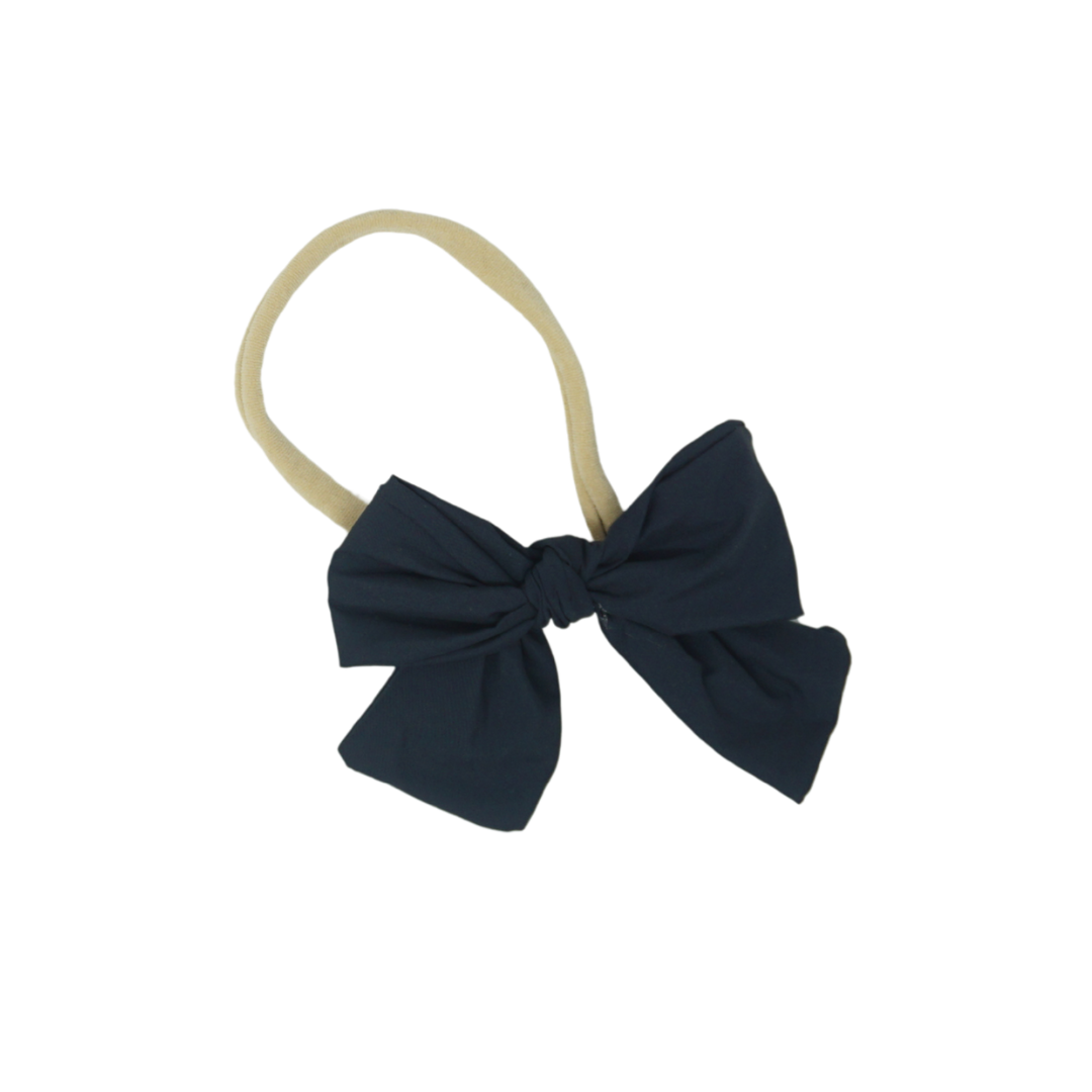 Taffeta Winter Edition Dressy Bow Nylon Band - Navy - Smaller Bow
