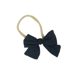 Taffeta Winter Edition Dressy Bow Nylon Band - Navy - Smaller Bow
