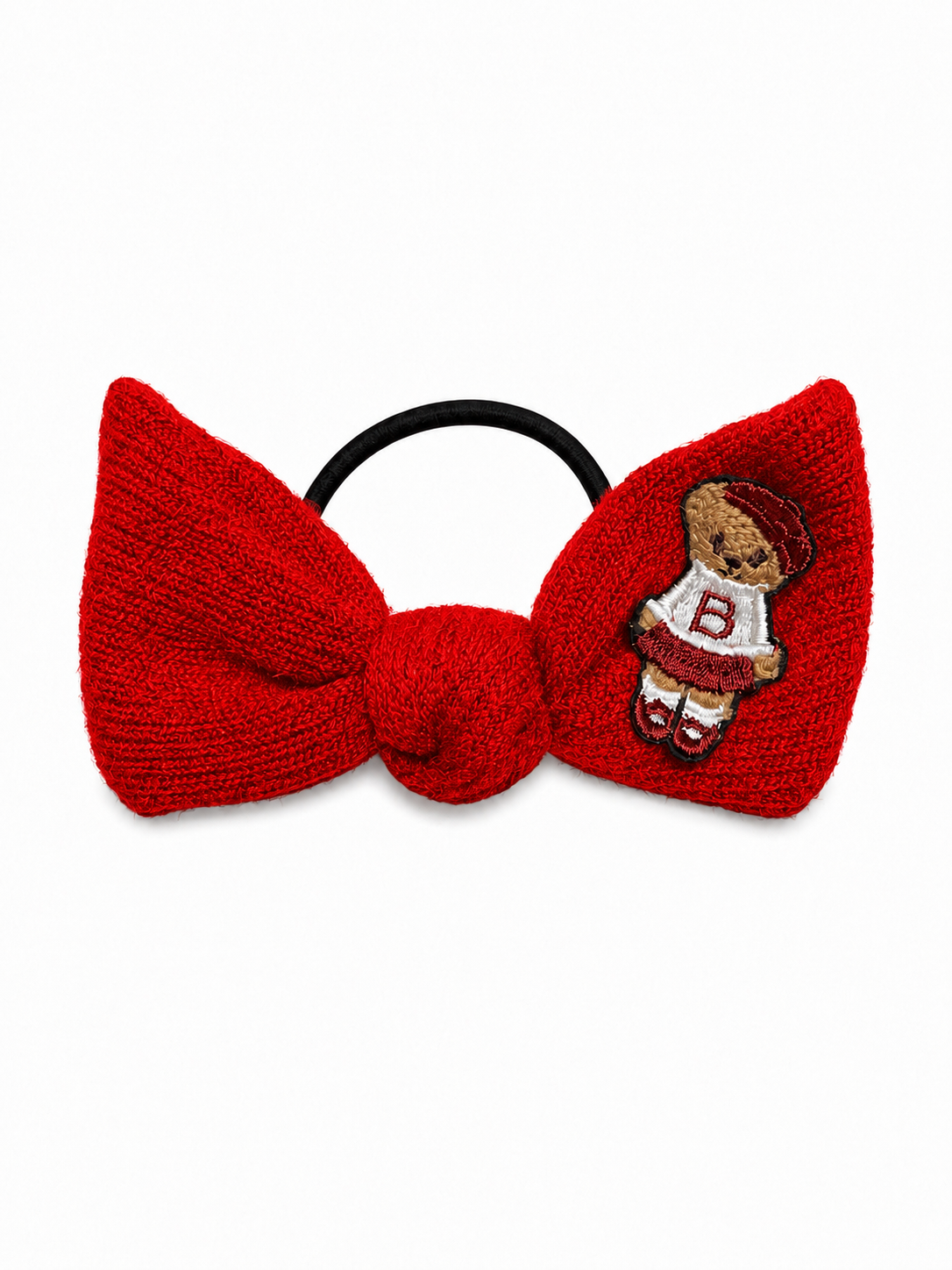 Bandeau Teddy Knits Pony Tie - Red