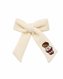 Bandeau Teddy Knits Medium Bow Clip - Cream