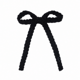 Textured Woolen Braid Large Bow Clip - Black