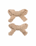Textured Woolen Braid Mini Bow Clip Set - Beigy Pink