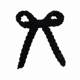 Textured Woolen Braid Medium Bow Clip - Black