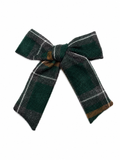 Plaids Medium Bow Clip - Green/ Gray