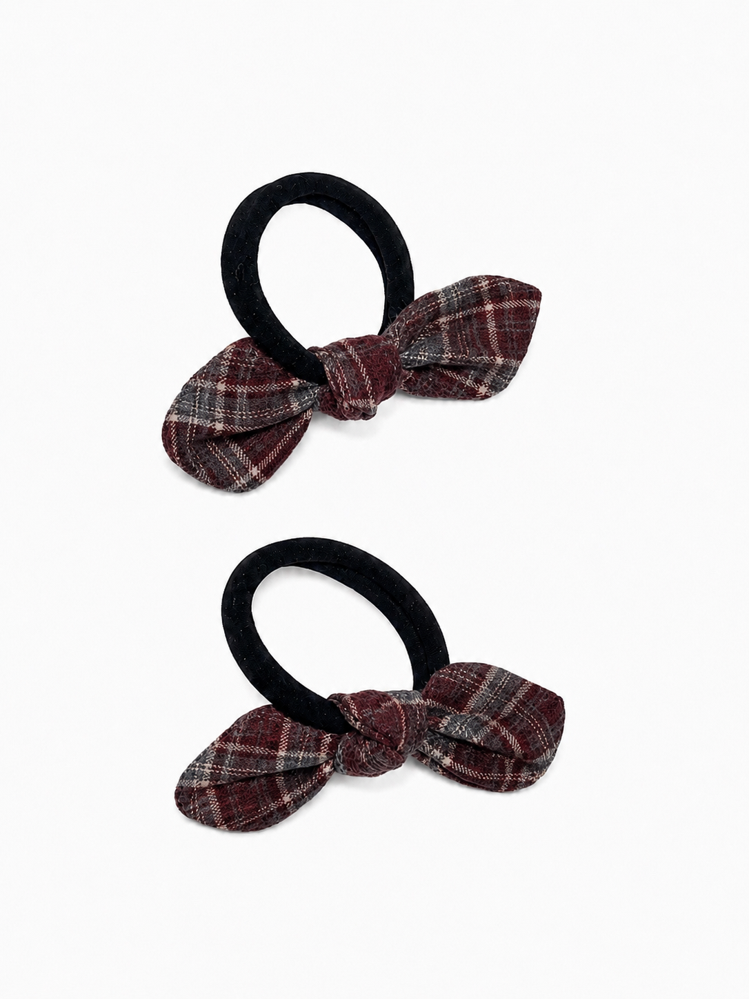 Plaids Mini Pony Set - Burgundy/ Gray