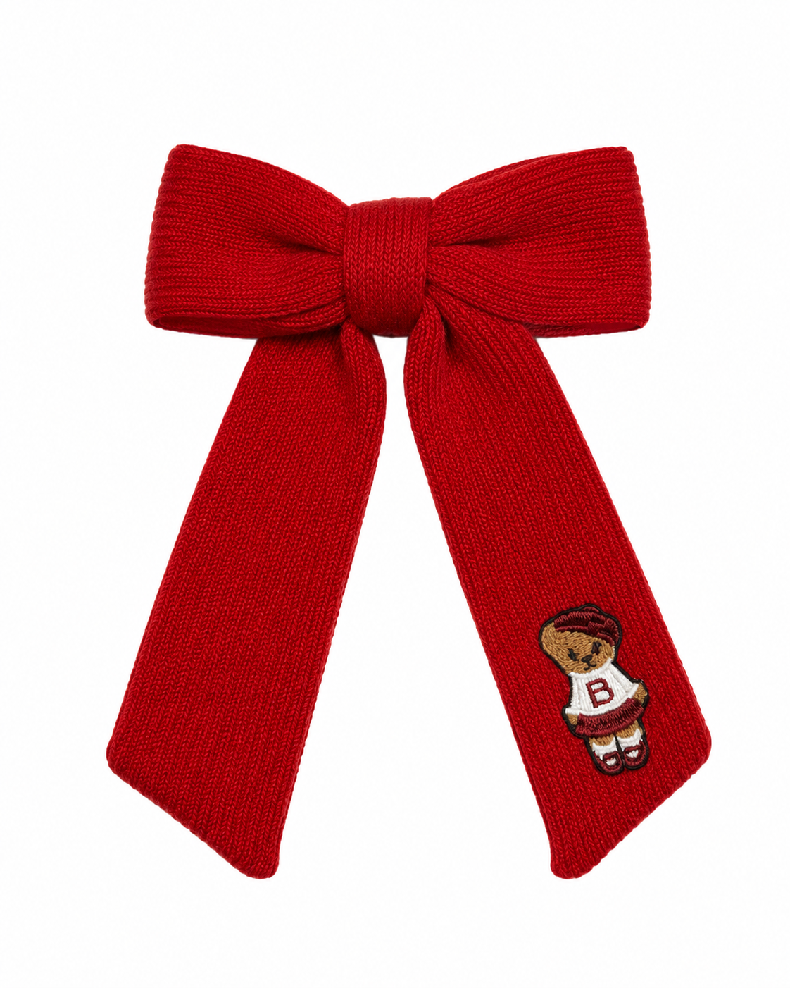 Bandeau Teddy Knits Large Bow Clip - Red