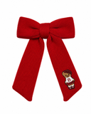Bandeau Teddy Knits Large Bow Clip - Red