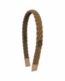 Textured Woolen Braid Thin Flat Headband - Brown