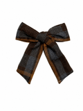 Plaids Medium Bow Clip - Gray/ Brown