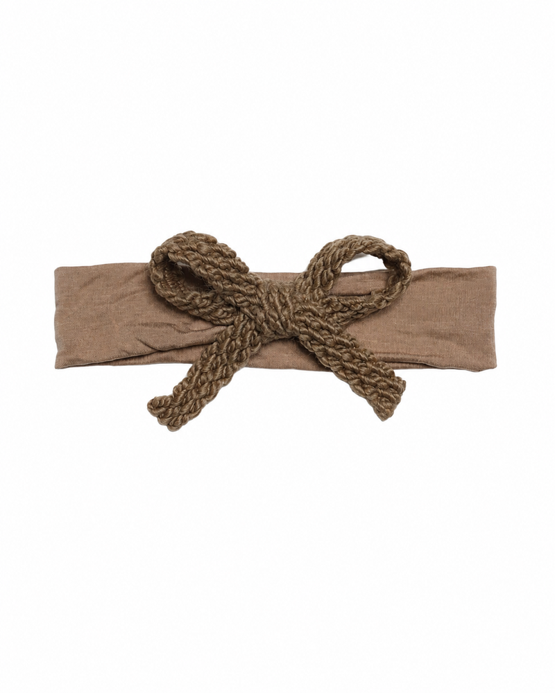 Textured Woolen Braid Baby Modal Band - Brown - Medium (6-12M)