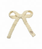 Textured Woolen Braid Medium Bow Clip - Cream