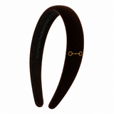 Velvet Gold Embroidered Classic Headband - Brown