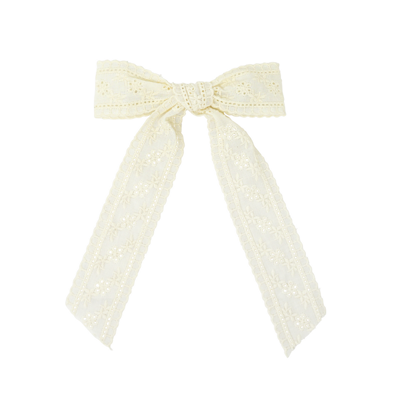 Cutwork Lace Floral Large Bow Clip