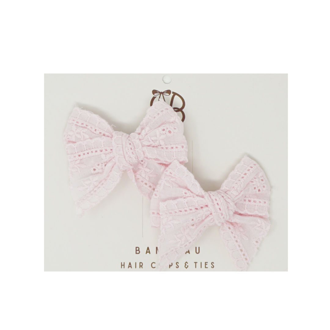 Cutwork Lace Floral Mini Bow Clip Set