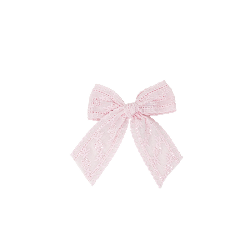 Cutwork Lace Floral Small Bow Clip