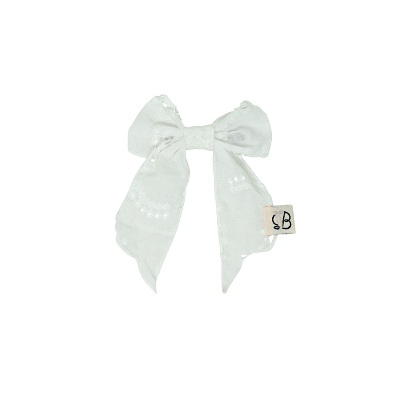 Eyelet Lace Small Bow Hair Clip