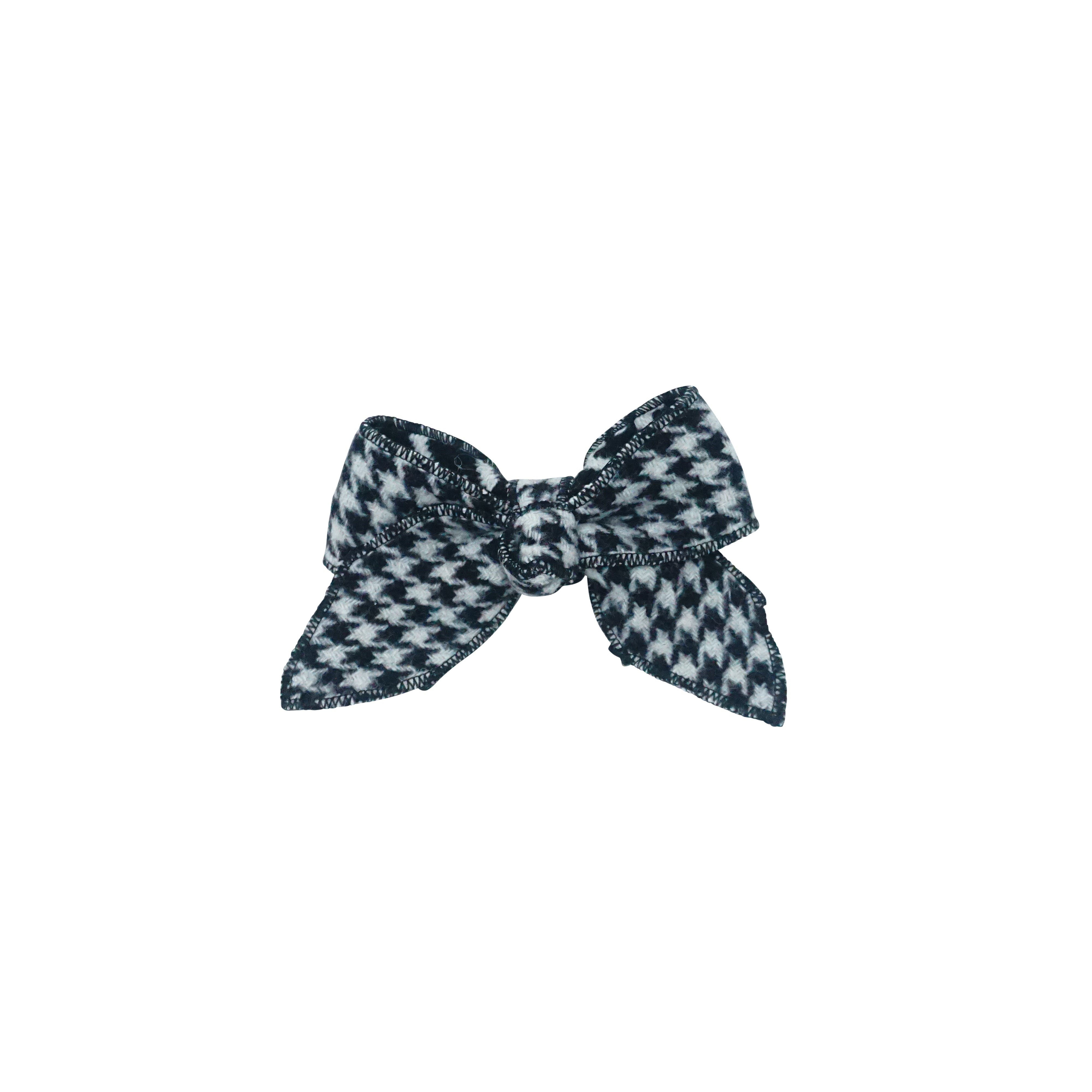 Houndstooth Bow Hair Clip - Small