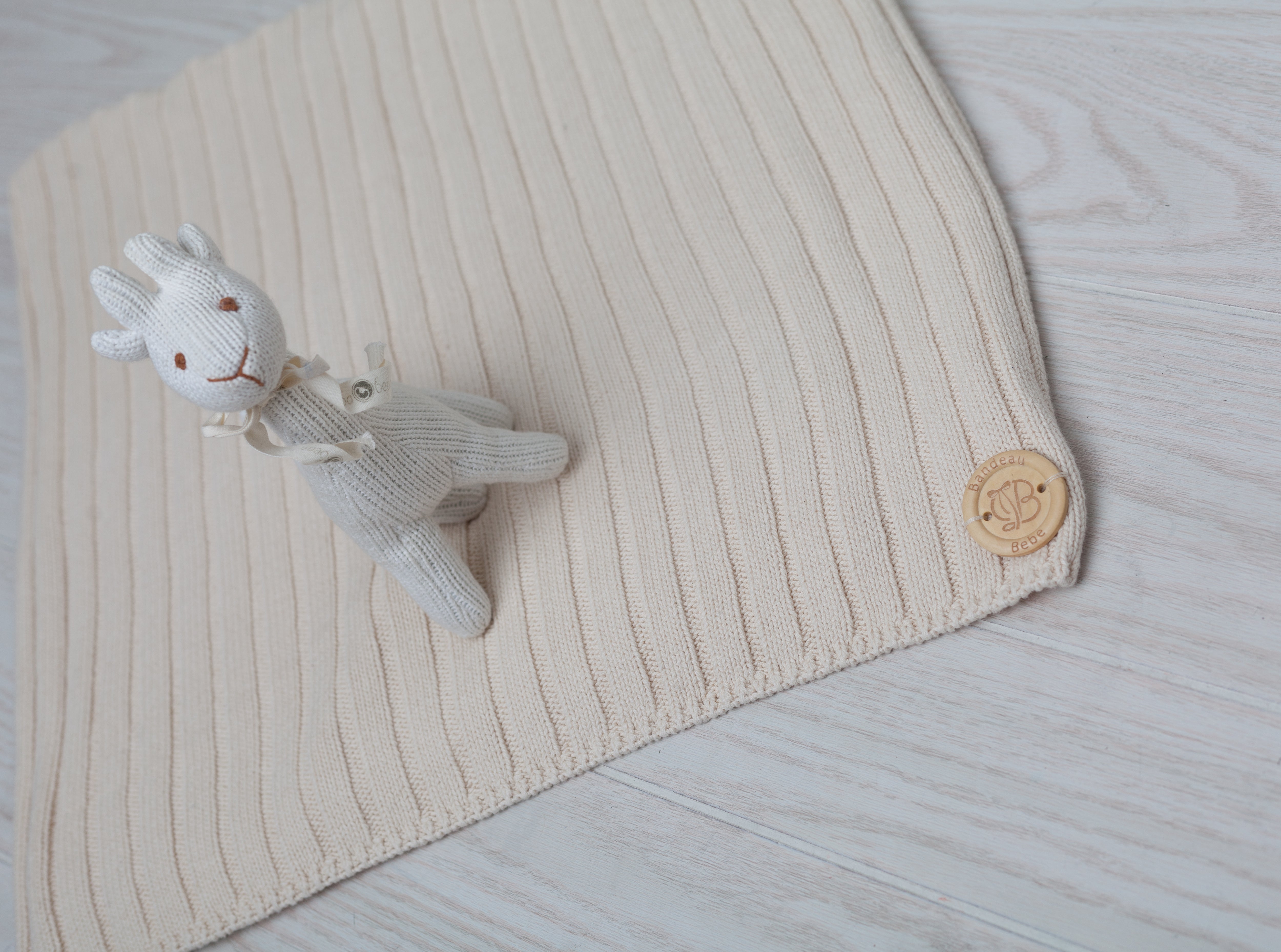 Natural Classic Knit Baby Blanket
