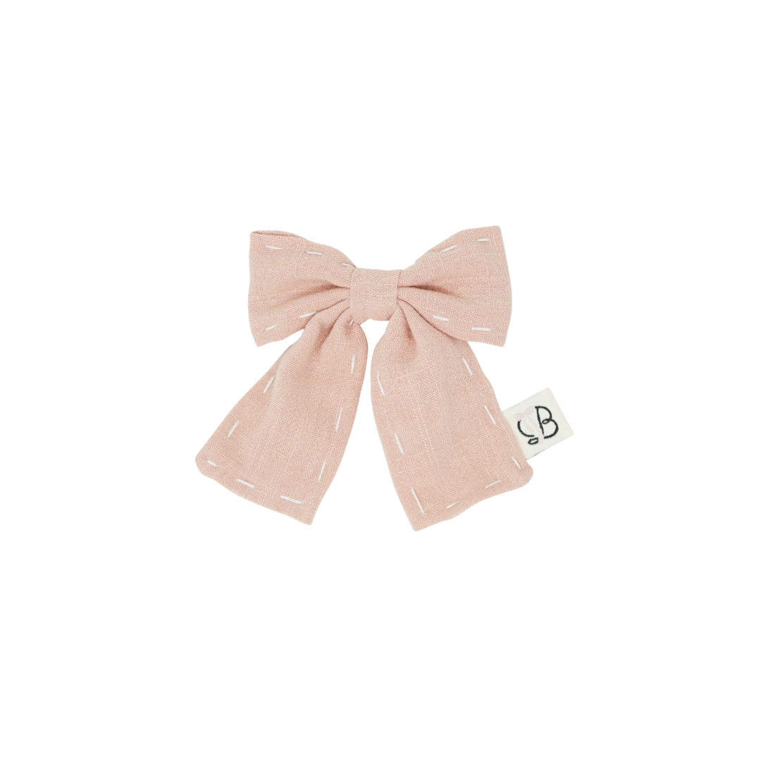 Linen Stitched 
 Small Bow Clip