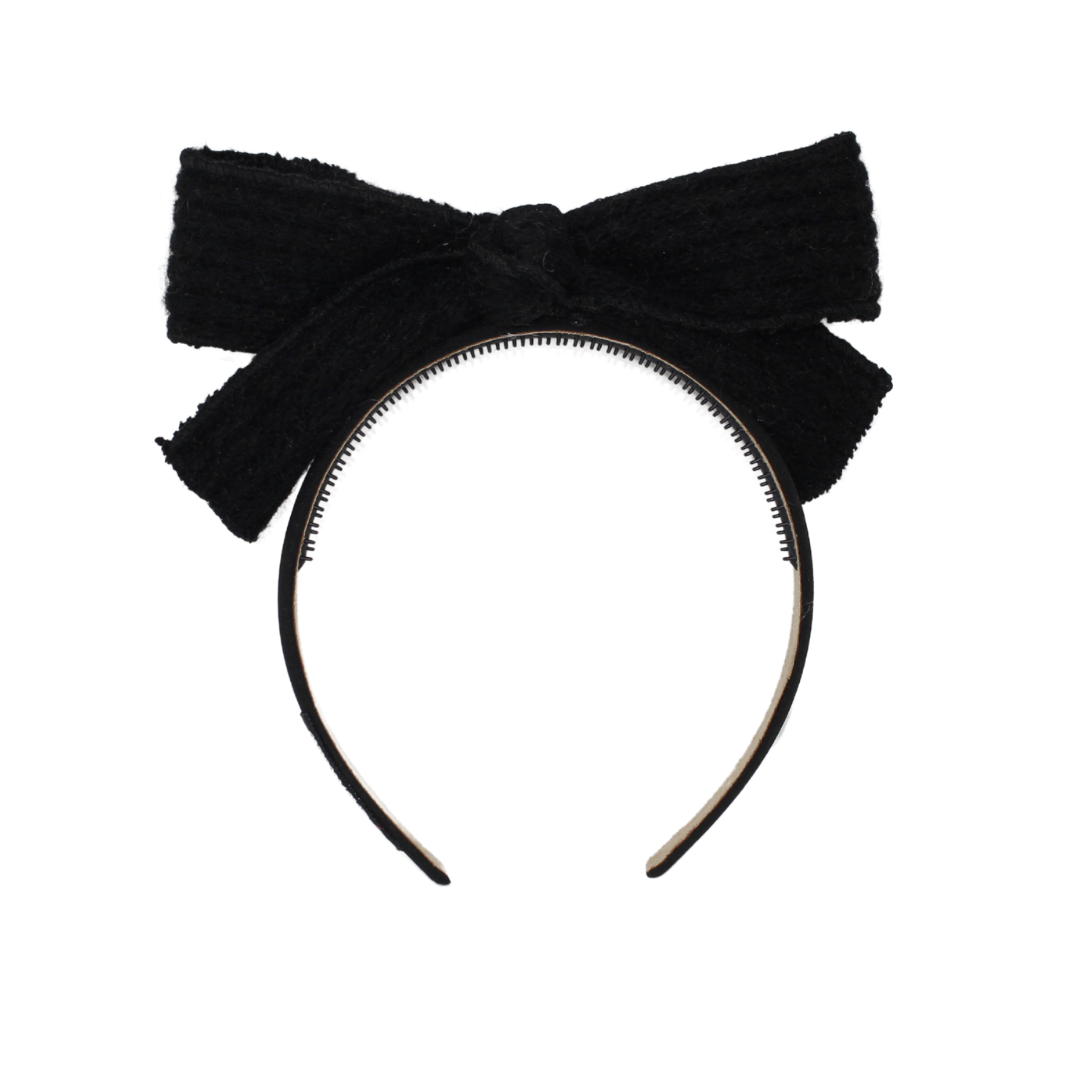 Mohair Cable Crochet Bow Headband