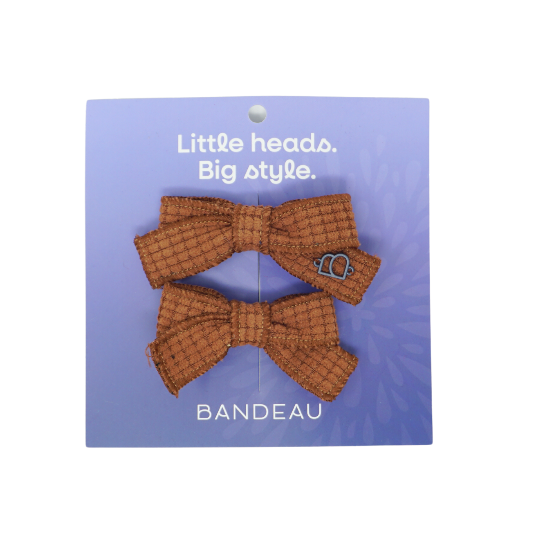Quilted Corduroy Mini Bow Clip Set