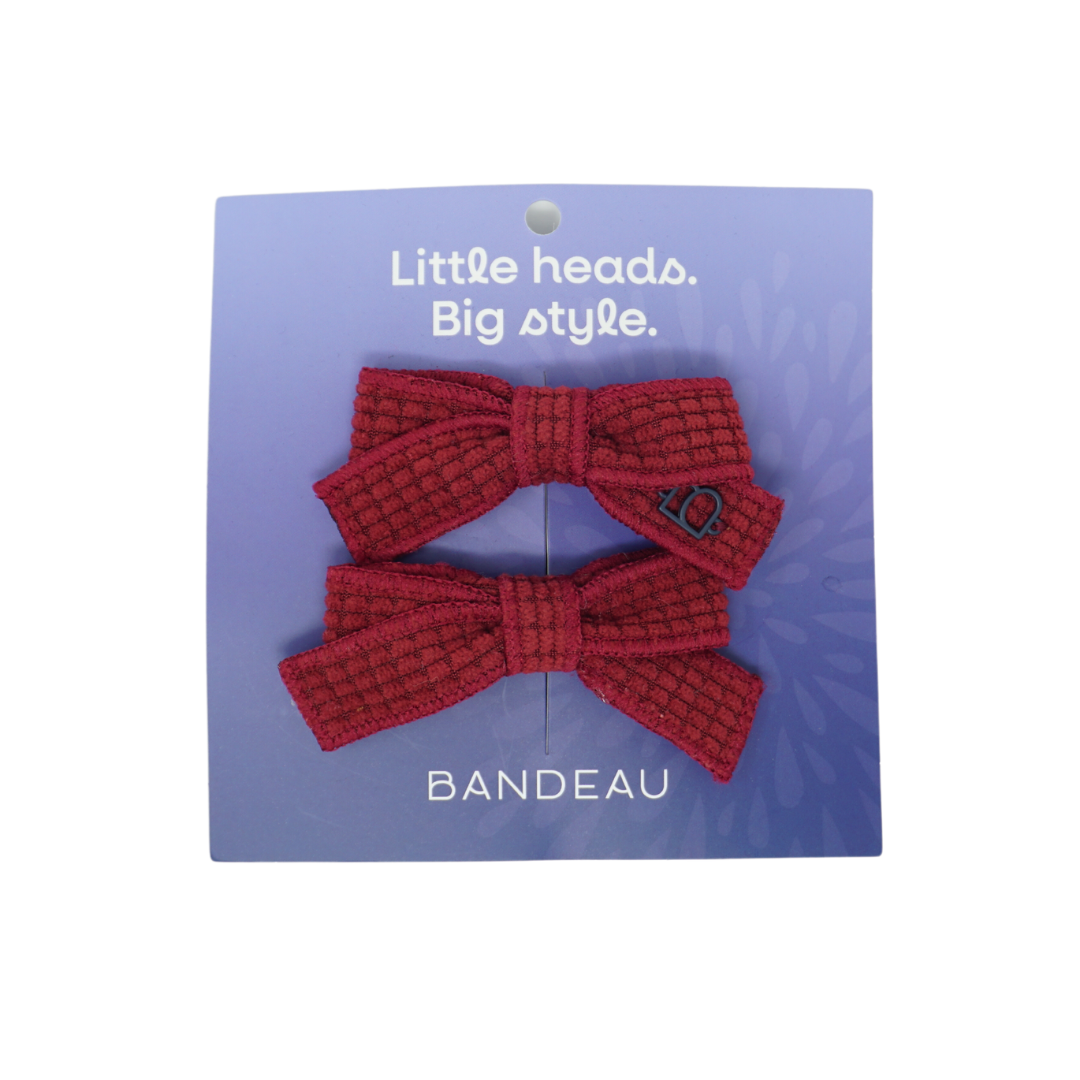 Quilted Corduroy Mini Bow Clip Set