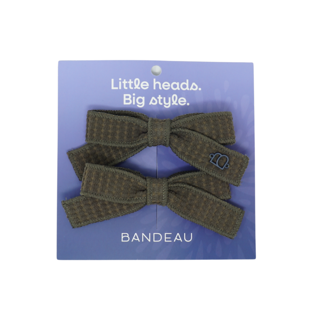 Quilted Corduroy Small Bow Clip Set