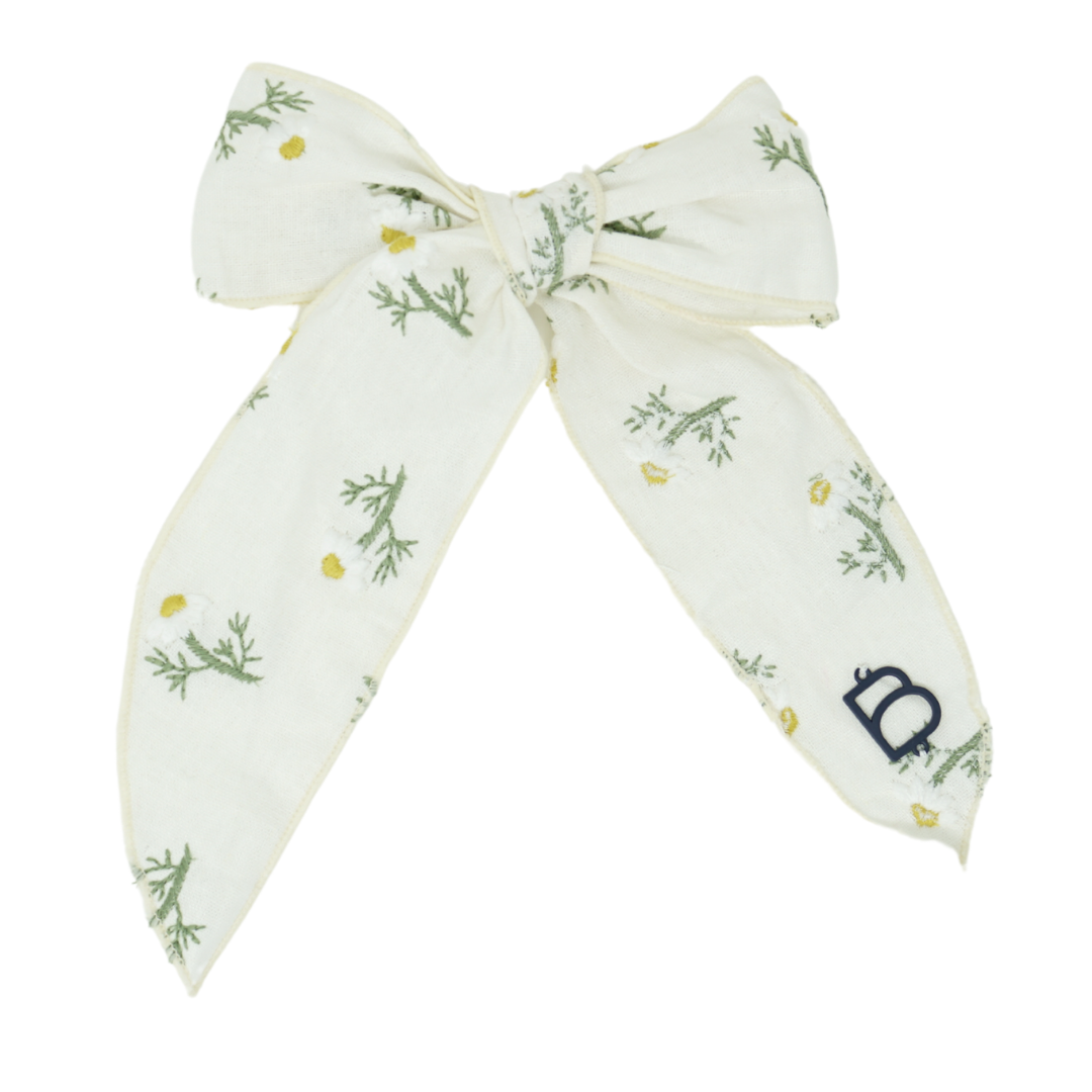 Scattered Embroidered Floral Large Bow Clip