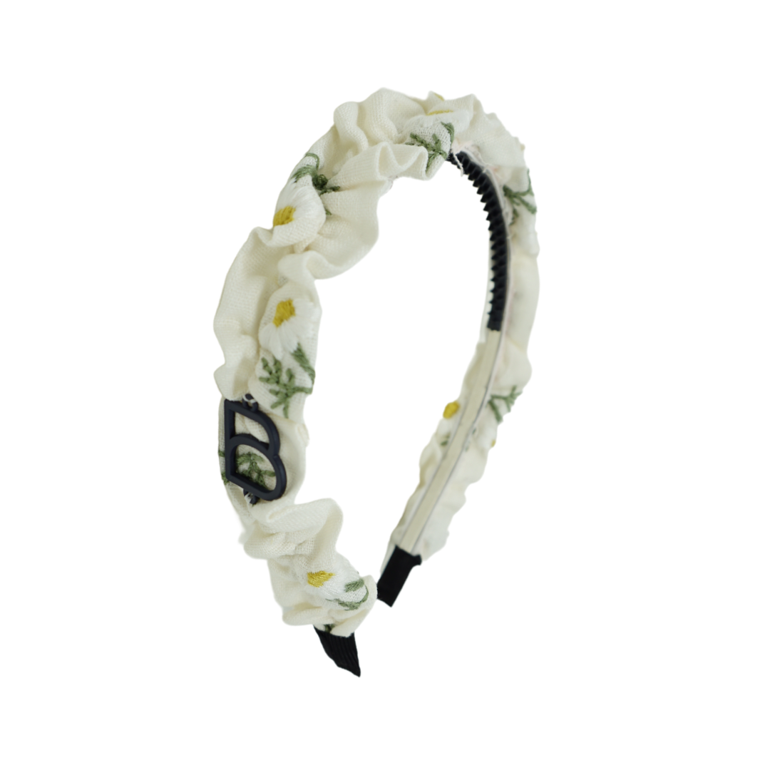 Scattered Embroidered Floral Ruffle Headband