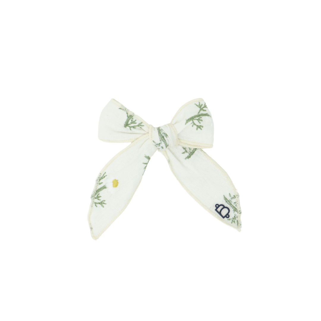Scattered Embroidered Floral Small Bow Clip
