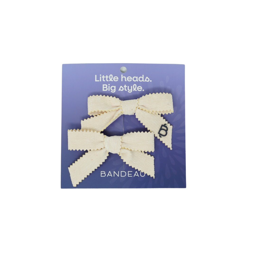 Corded Velvet Mini Bow Clip Set