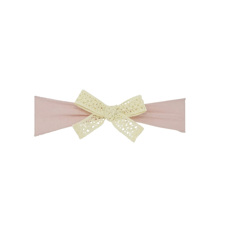 Bandeau Cutwork Lace Eyelet Light Pink Large Bow Clip – Beanie and Bow