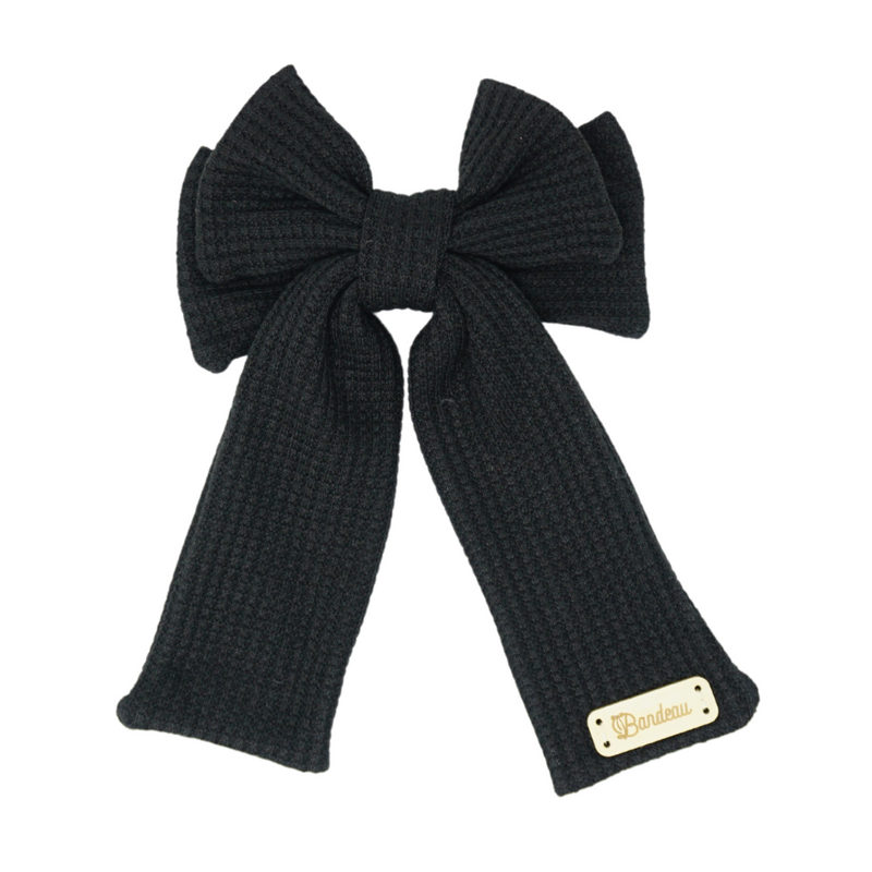 Waffle Knit Bow Hair Clip Large