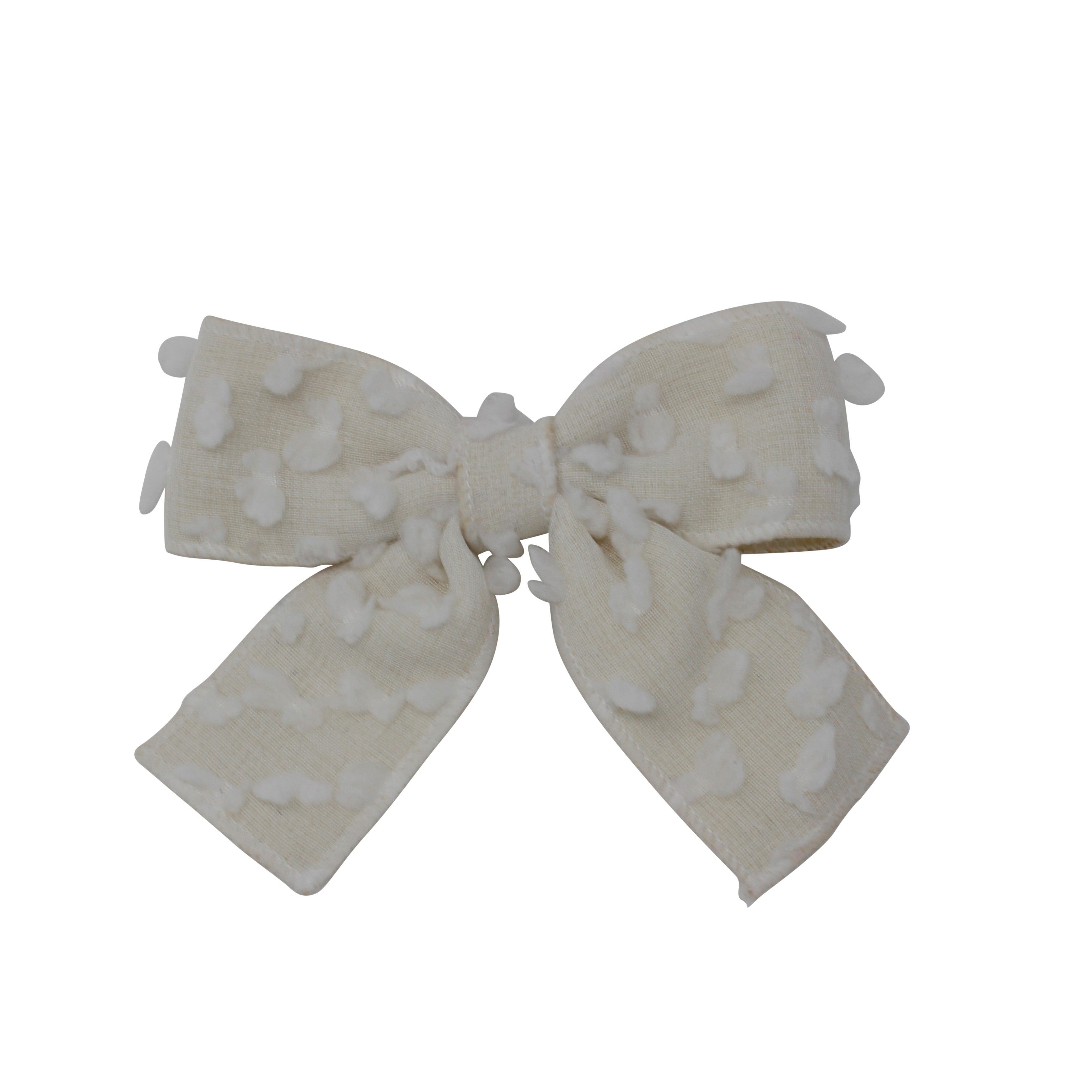 Dotted Wool Bow Hair Clip